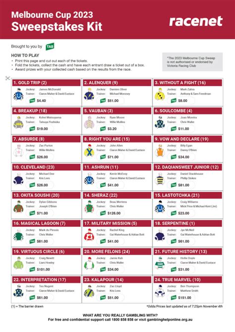 Free 2023 Melbourne Cup Sweep Generator Online .